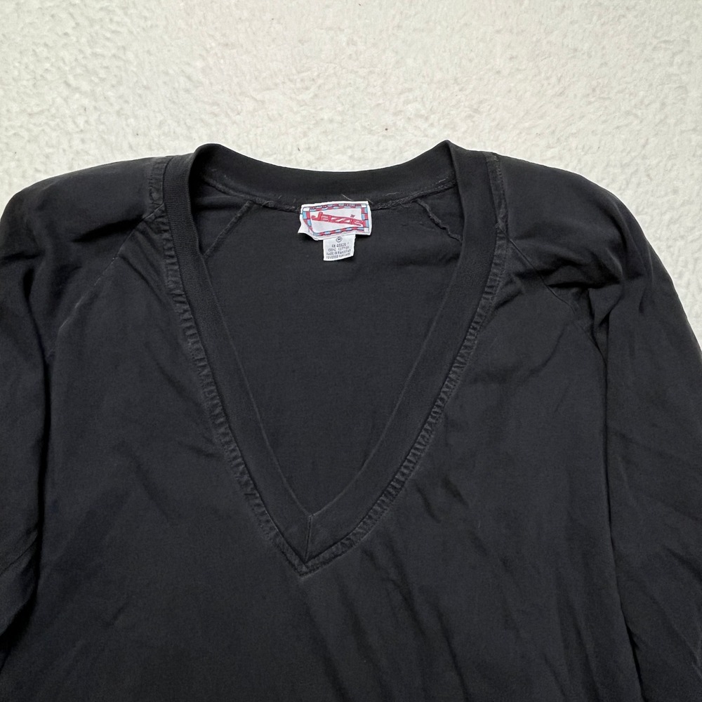 Jazzie V-Neck Top Womens Medium Black Long Sleeve Cotton‎ Raglan T-Shirt Tunic